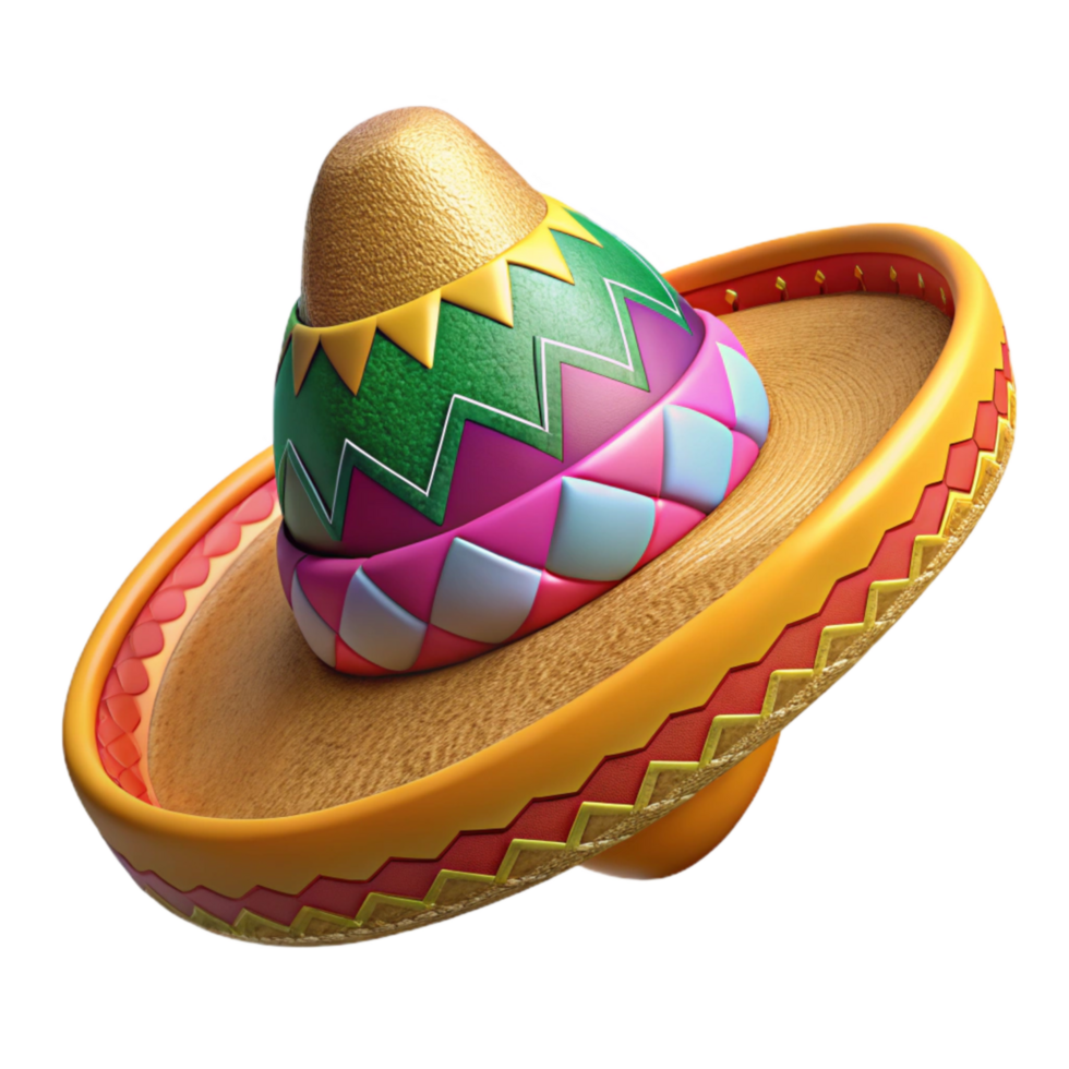 serene creative Cinco De Mayo Sombrero with Colorful Embroidery Isolated high quality png