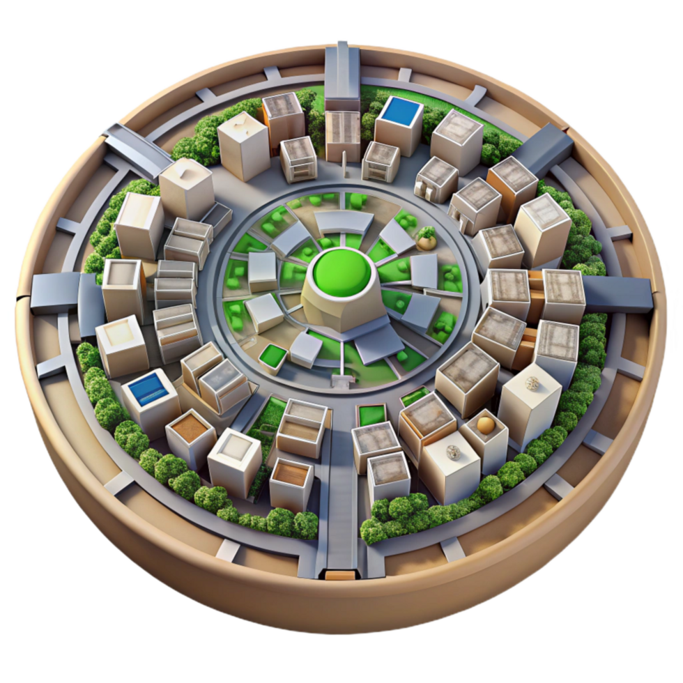 magnificent abstract Circular City Plan Top View Transparent Background detailed png