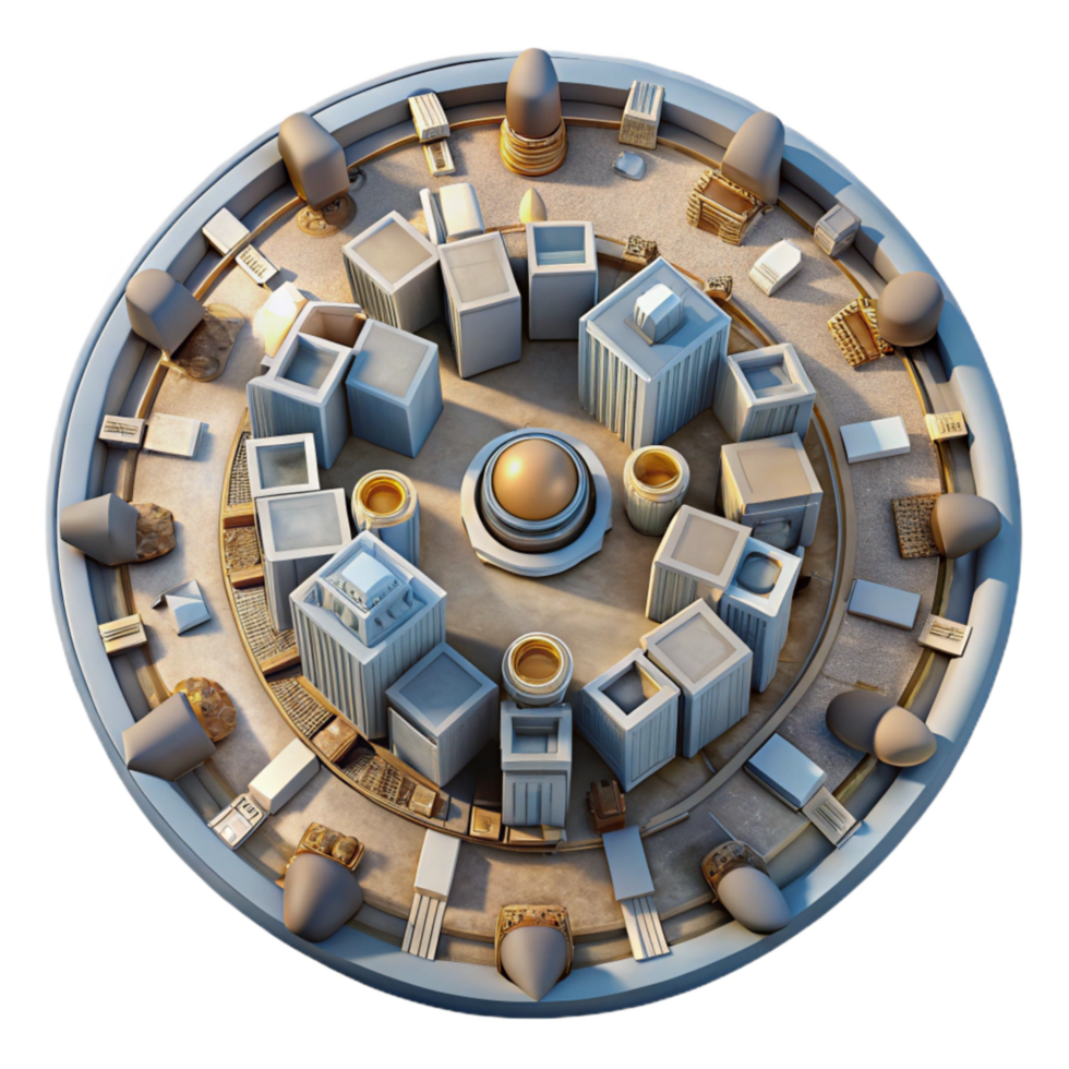 extraordinary rustic Circular City Plan Top View Transparent Background high resolution png