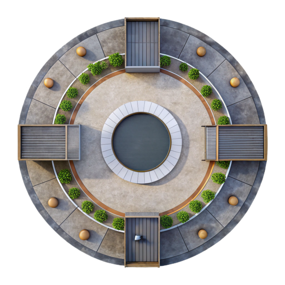 wonderful traditional Circular Pedestrian Plaza Top View Cutout original png