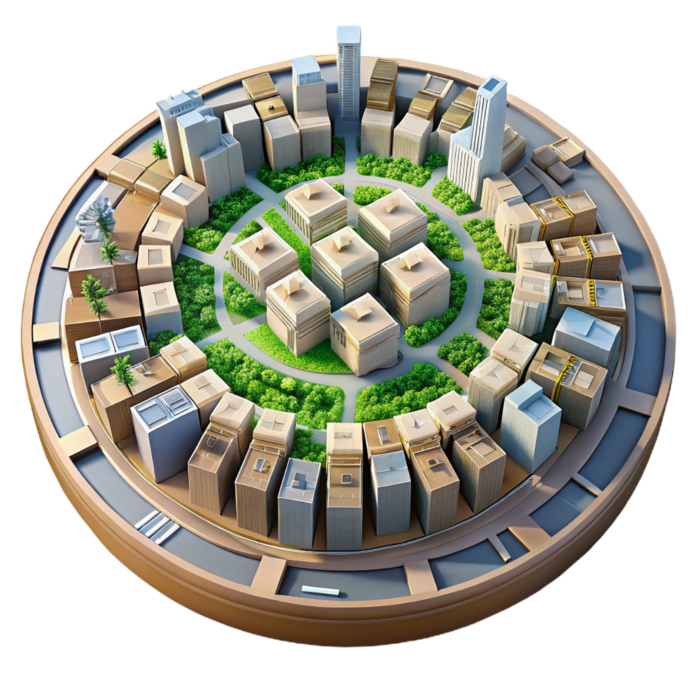 impressive abstract Circular City Plan Top View Transparent Background original png