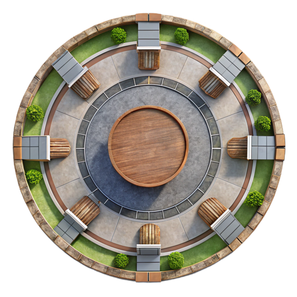 serene classic Circular Pedestrian Plaza Top View Cutout high resolution png