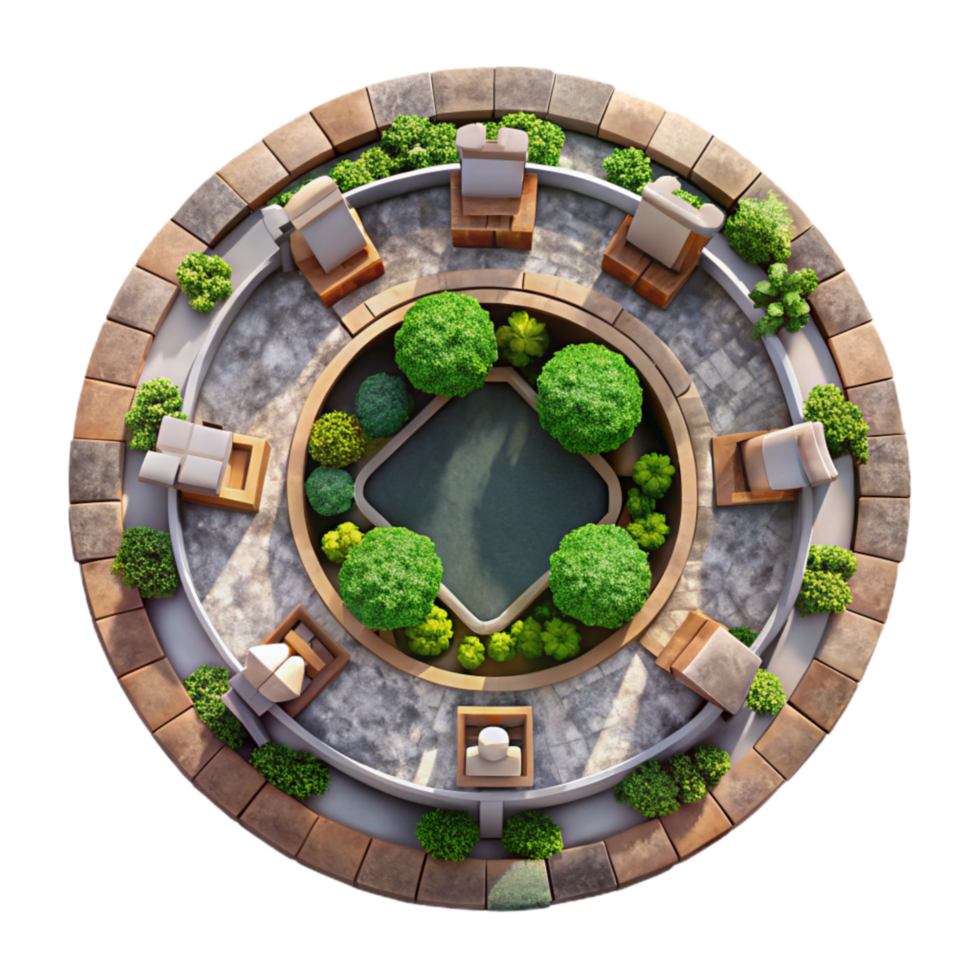 impressive classic Circular Urban Garden Top View Cutout high quality png