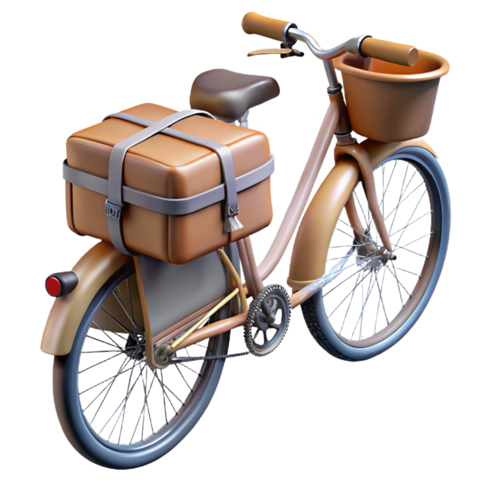beautiful traditional City Bike with Panniers Rear View Isolated genuine png