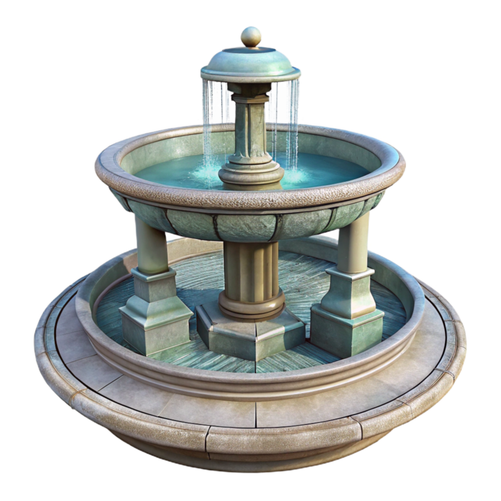 beautiful modern City Park Fountain Water Jet Detail Transparent Background detailed png