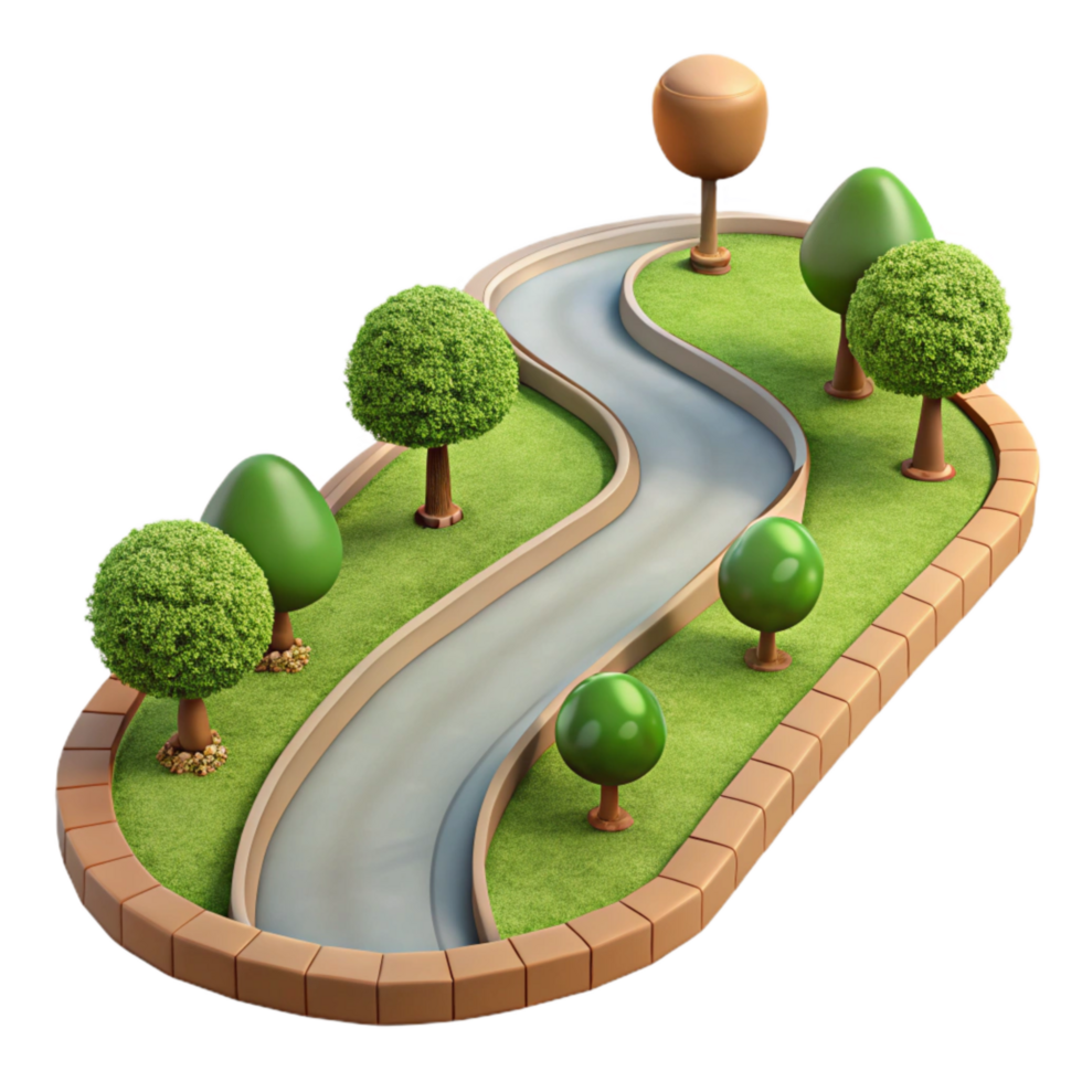 dramatic vintage City Park Path Winding Design Isolated premium png