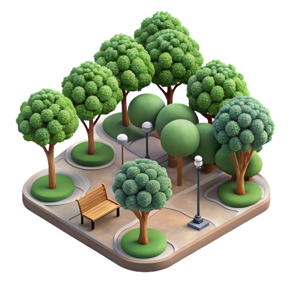 impressive artistic City Park Tree Canopy Overhead View Transparent Background png