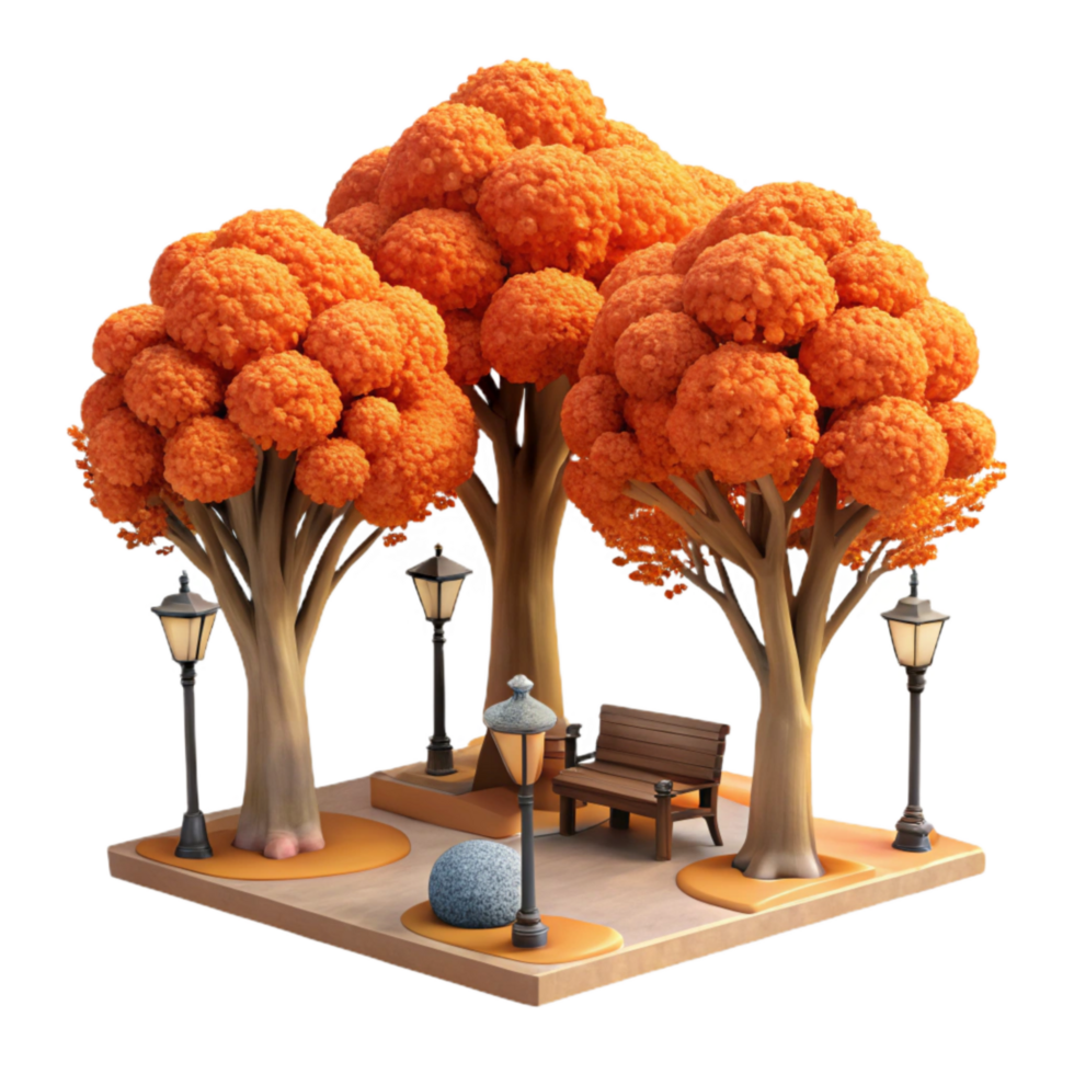 City Park Trees Autumn Foliage Isolated png