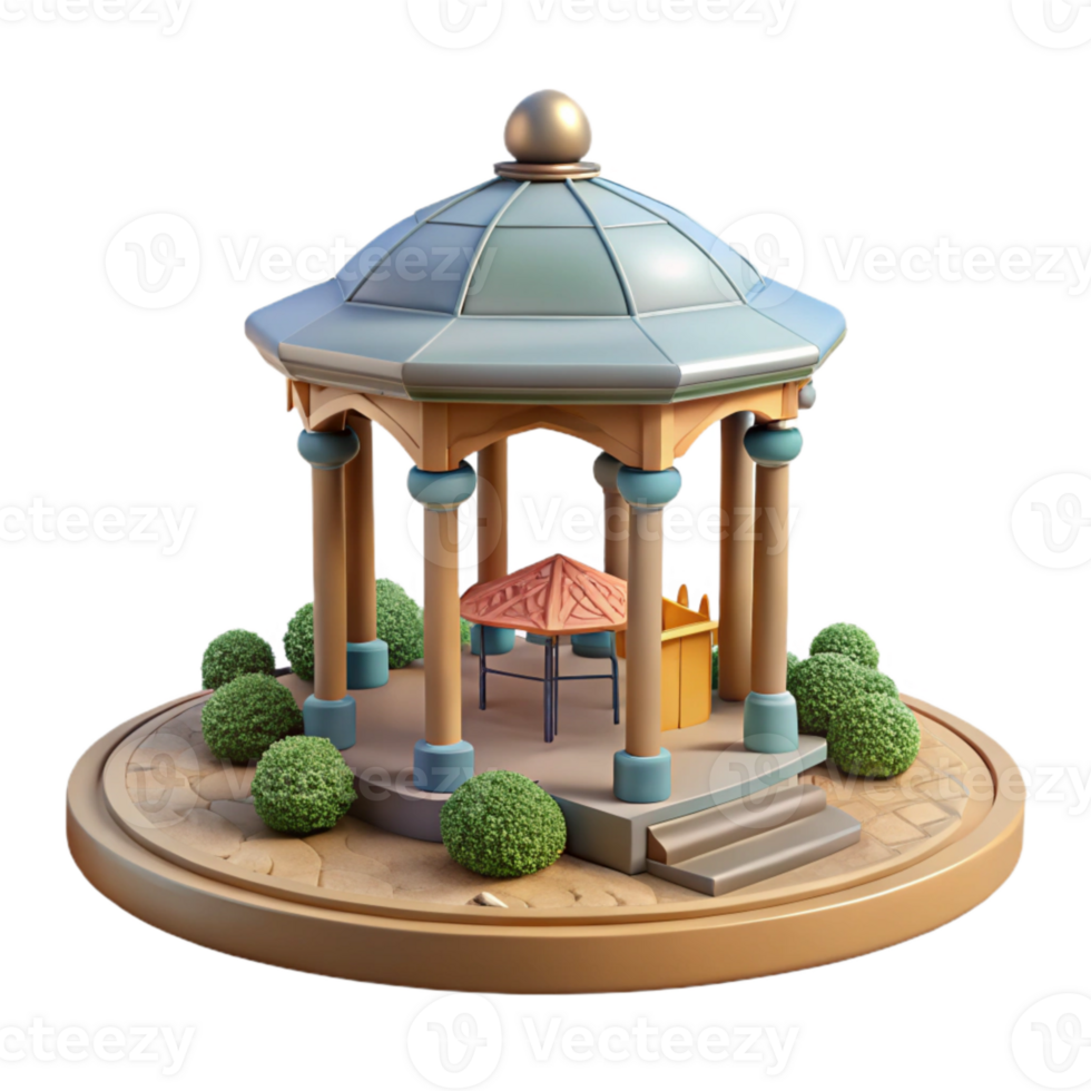 elegant rustic City Park with Gazebo Isolated Cutout high resolution png