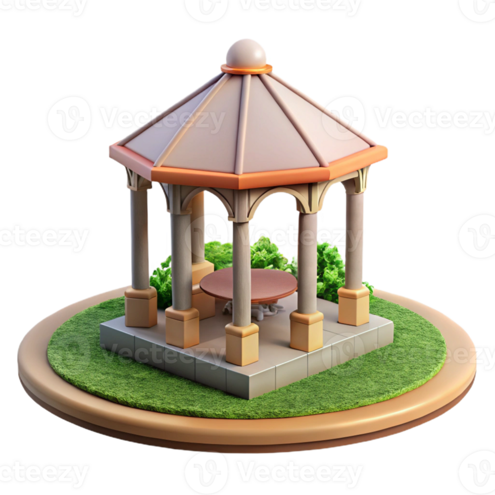 dramatic abstract City Park with Gazebo Isolated Cutout detailed png