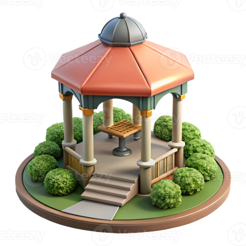 vibrant contemporary City Park with Gazebo Isolated Cutout exclusive png