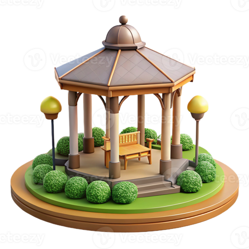 beautiful modern City Park with Gazebo Isolated Cutout premium png