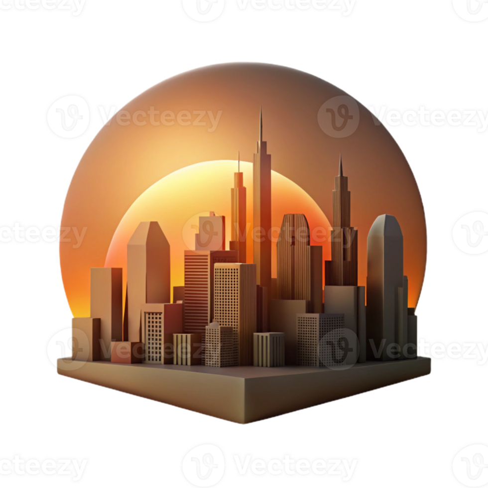 wonderful creative Cityscape Silhouette at Sunset Cutout Element high resolution png