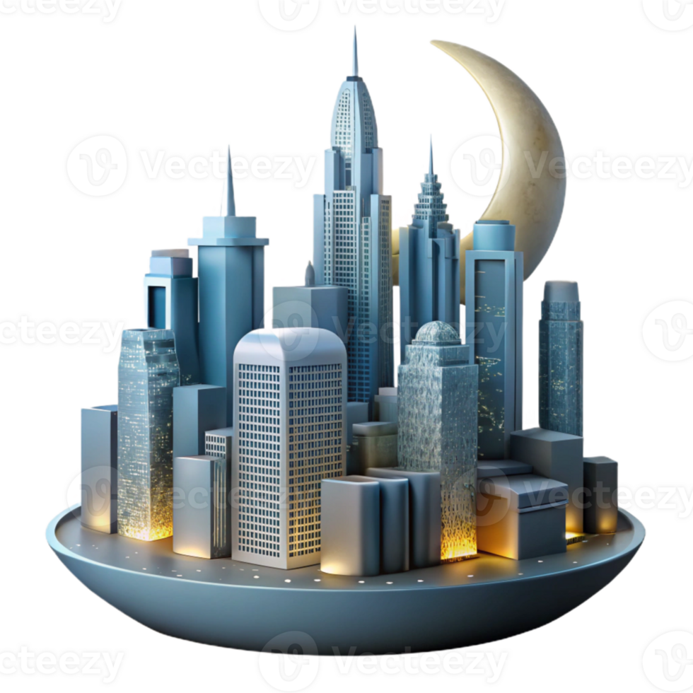 dramatic modern Cityscape Skyline Night View Cutout exclusive png