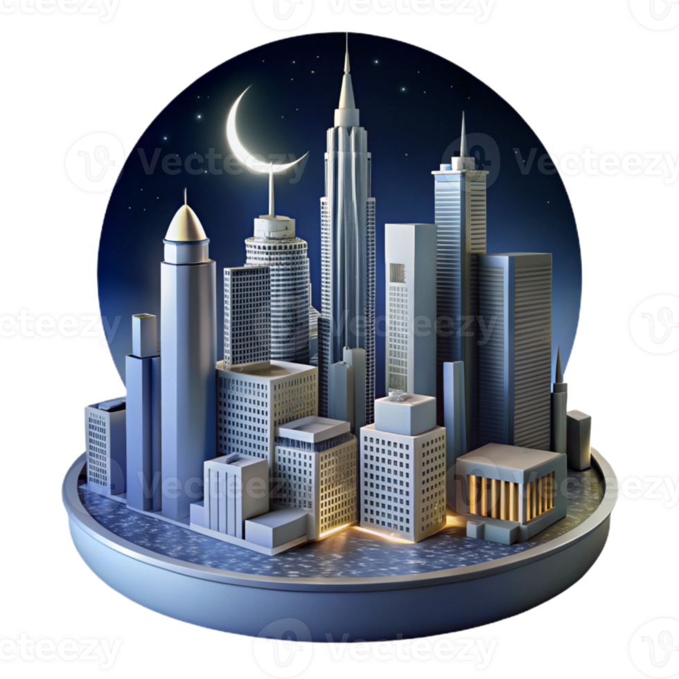vibrant creative Cityscape Skyline Night View Cutout exclusive png