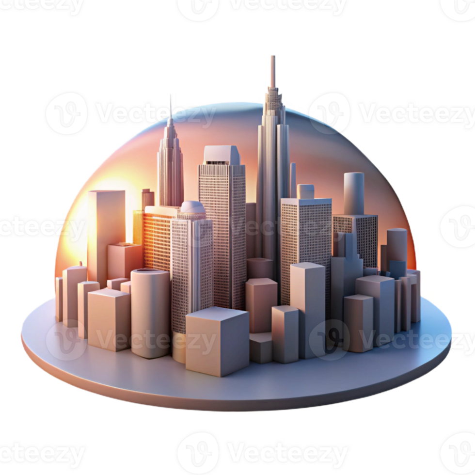 wonderful abstract City Skyline at Dawn Isolated premium png