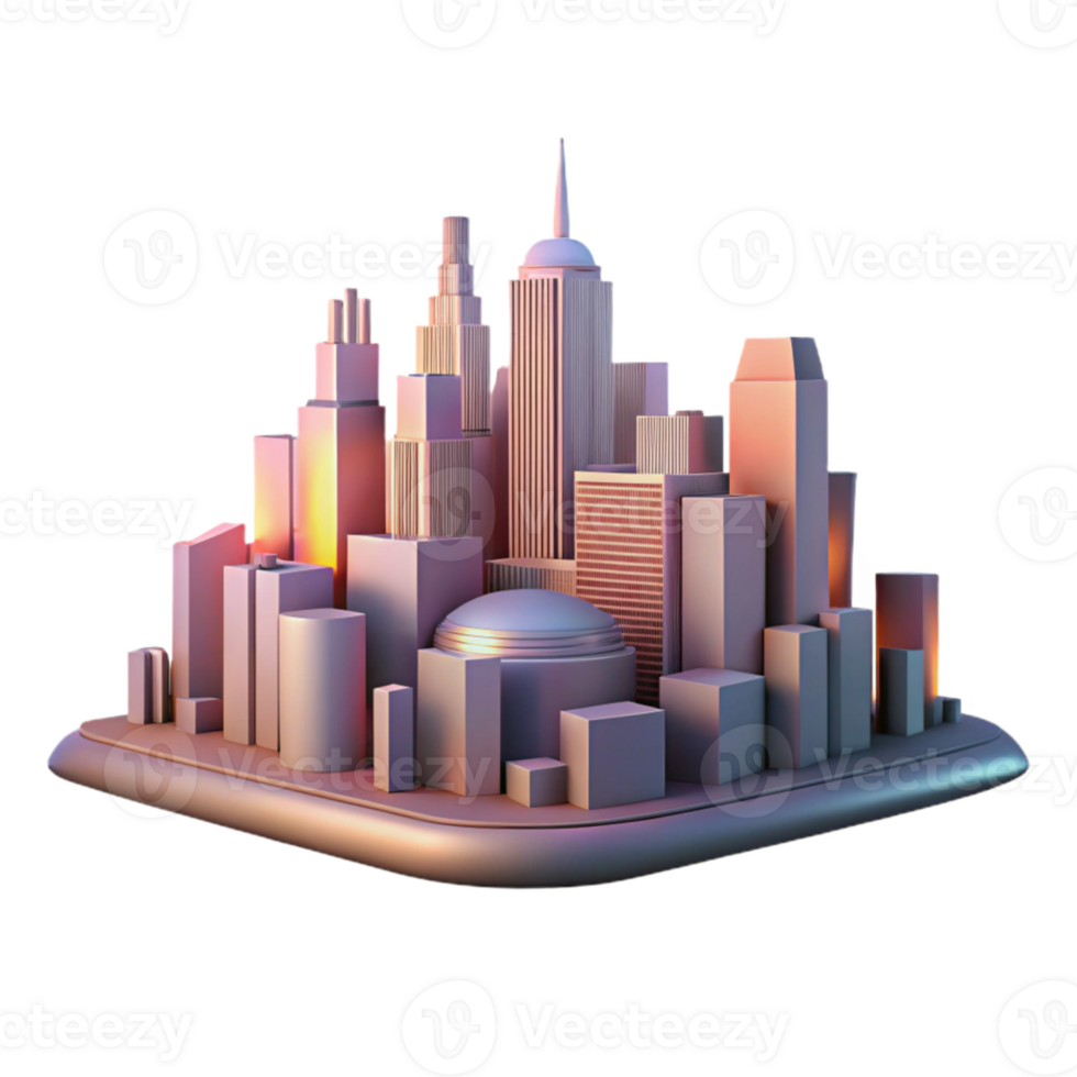 magnificent vintage City Skyline at Dusk Cutout Element high quality png
