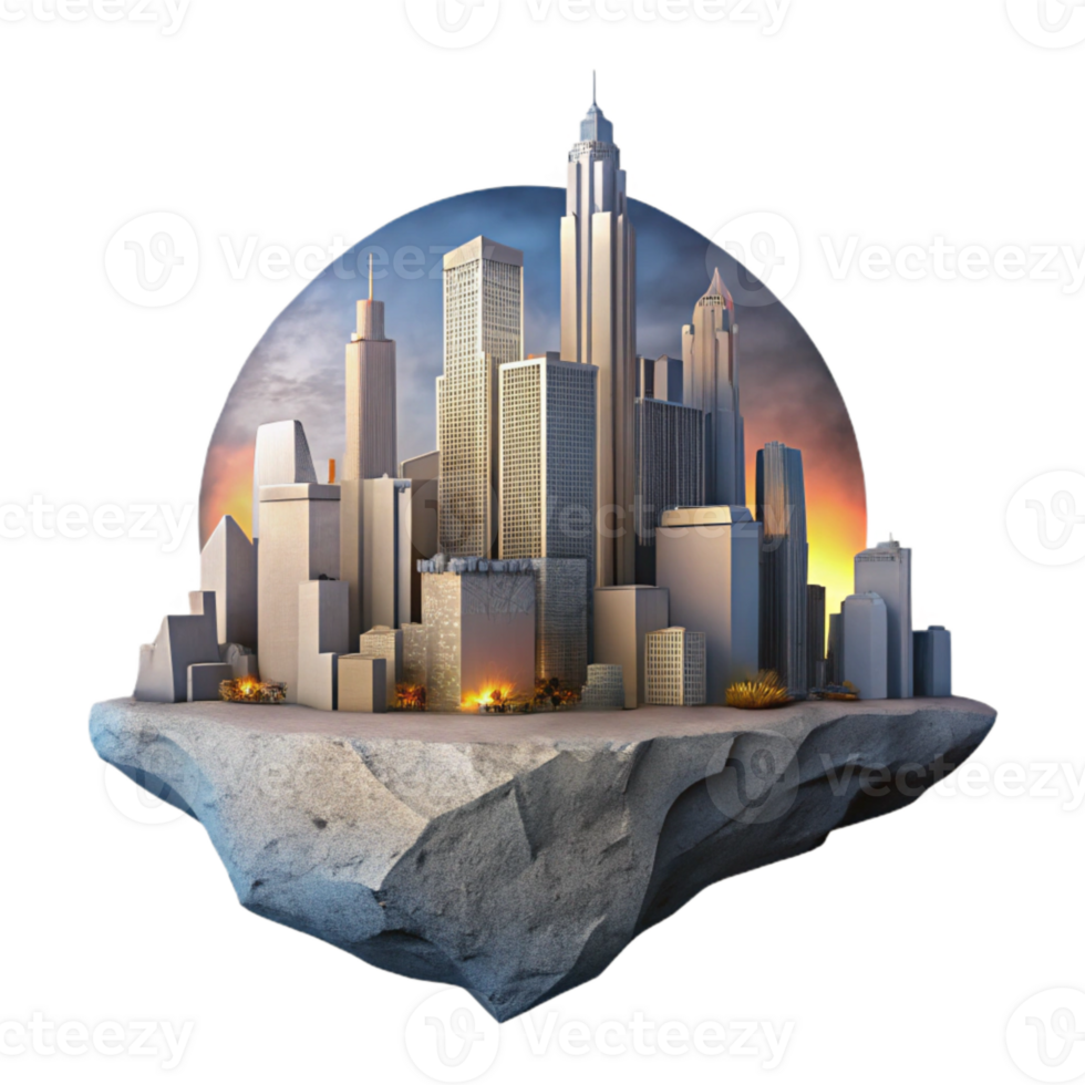 stunning minimalist City Skyline at Dusk Cutout Element exclusive png