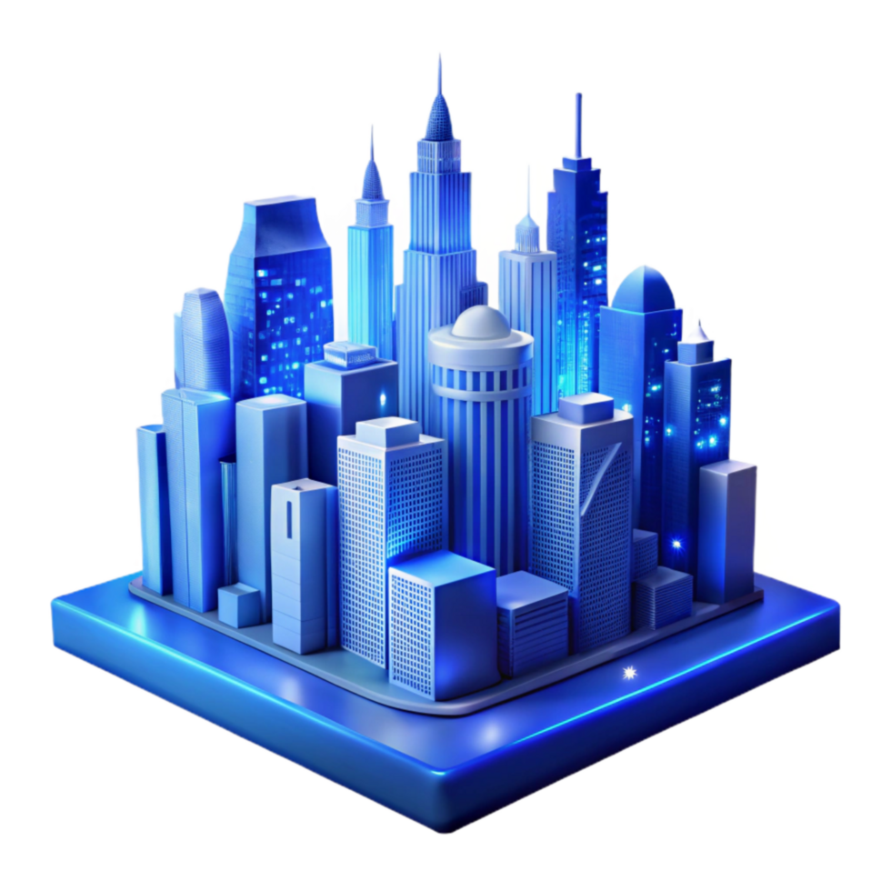 City Skyline at Night Transparent Background png