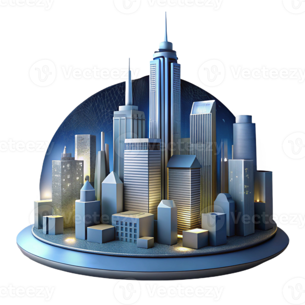 impressive traditional City Skyline at Night Transparent Background png