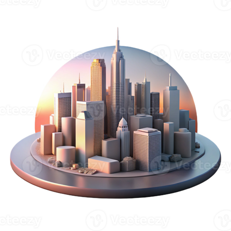 elegant traditional City Skyline Dusk Colors Isolated high resolution png