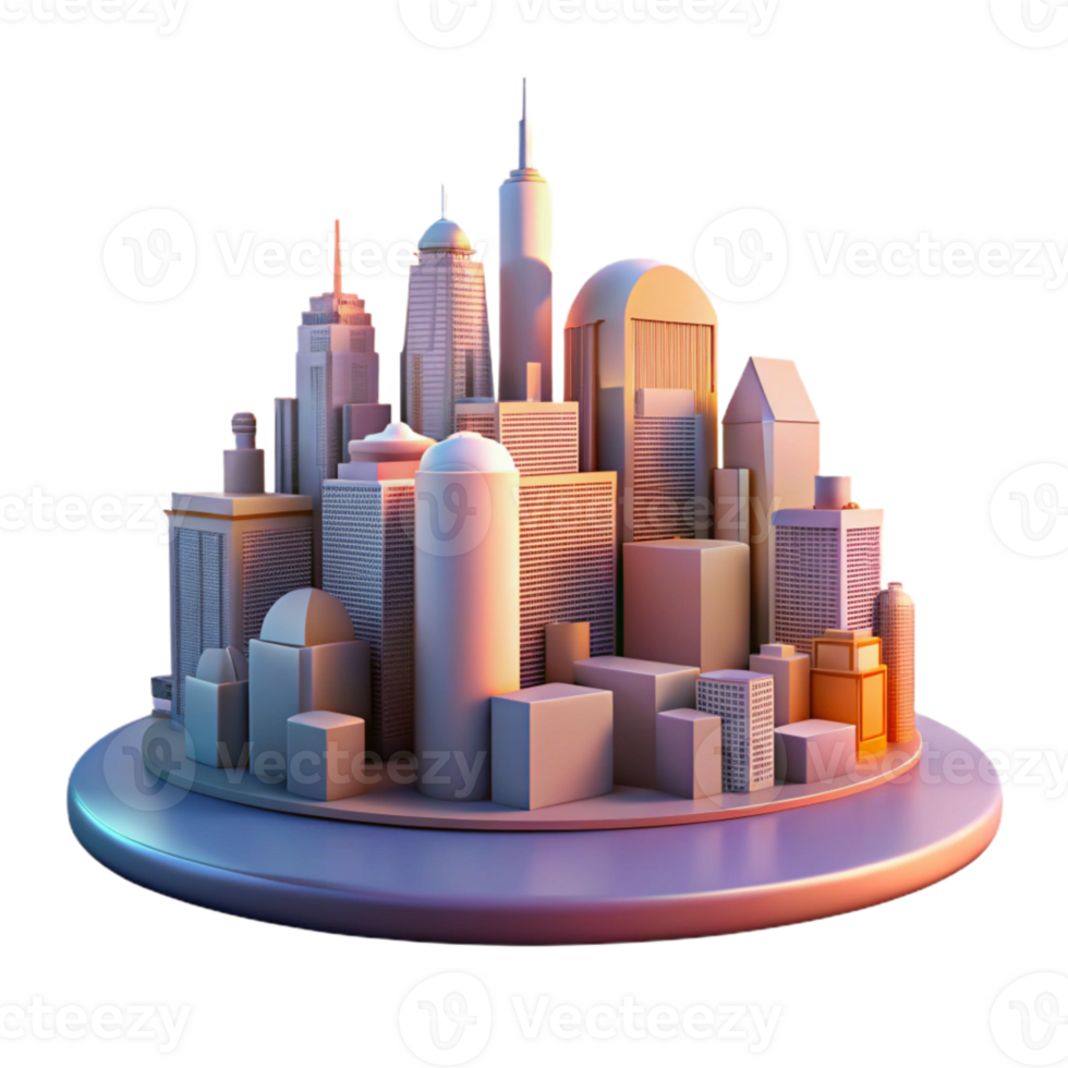 impressive classic City Skyline Dusk Colors Isolated high quality png