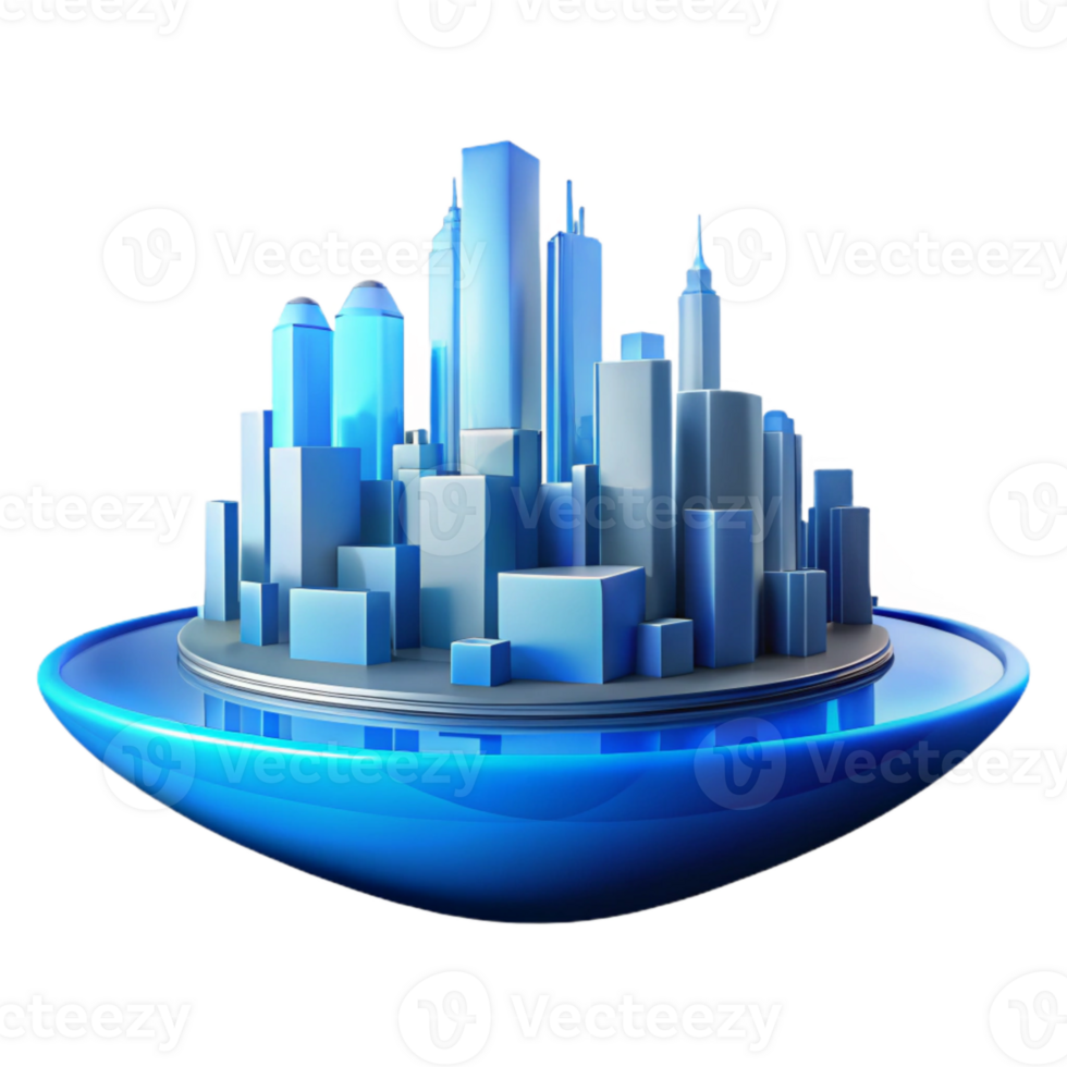 wonderful abstract City Skyline Reflection in Water Isolated exclusive png