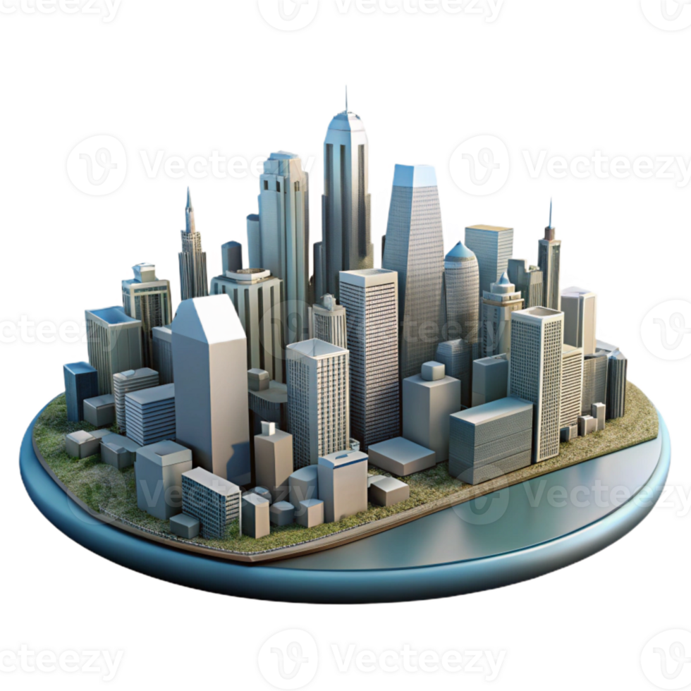 impressive artistic City Skyline Panoramic View Isolated original png