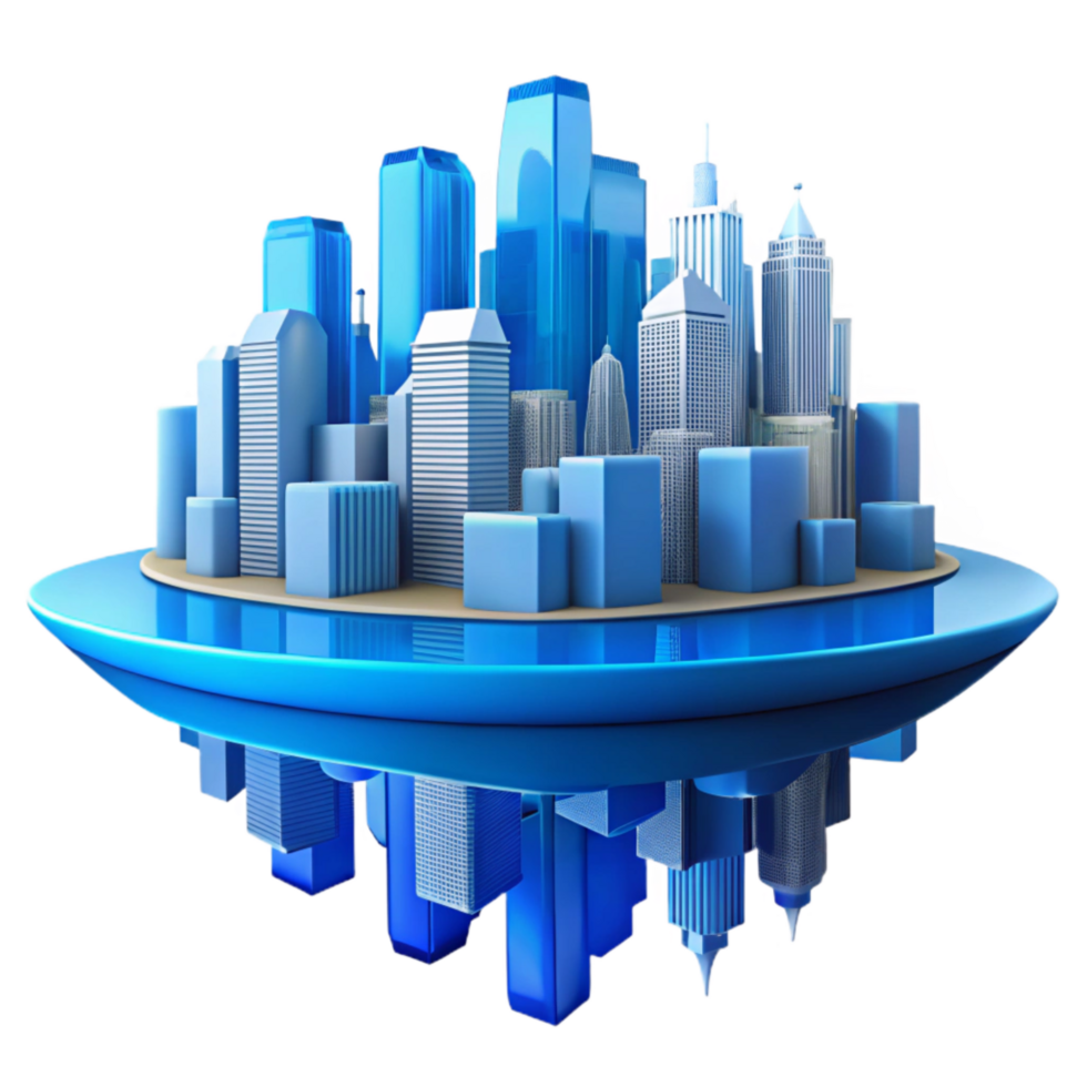 extraordinary rustic City Skyline Reflection in Water Isolated genuine png