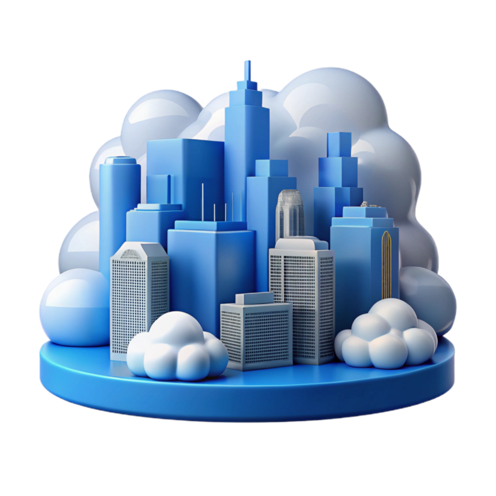 magnificent abstract City Skyline with Clouds Blue Transparent Background png