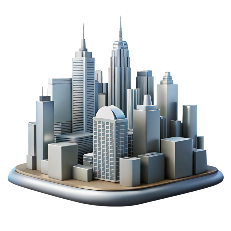 impressive rustic City Skyline with Skyscrapers Isolated Element high quality png