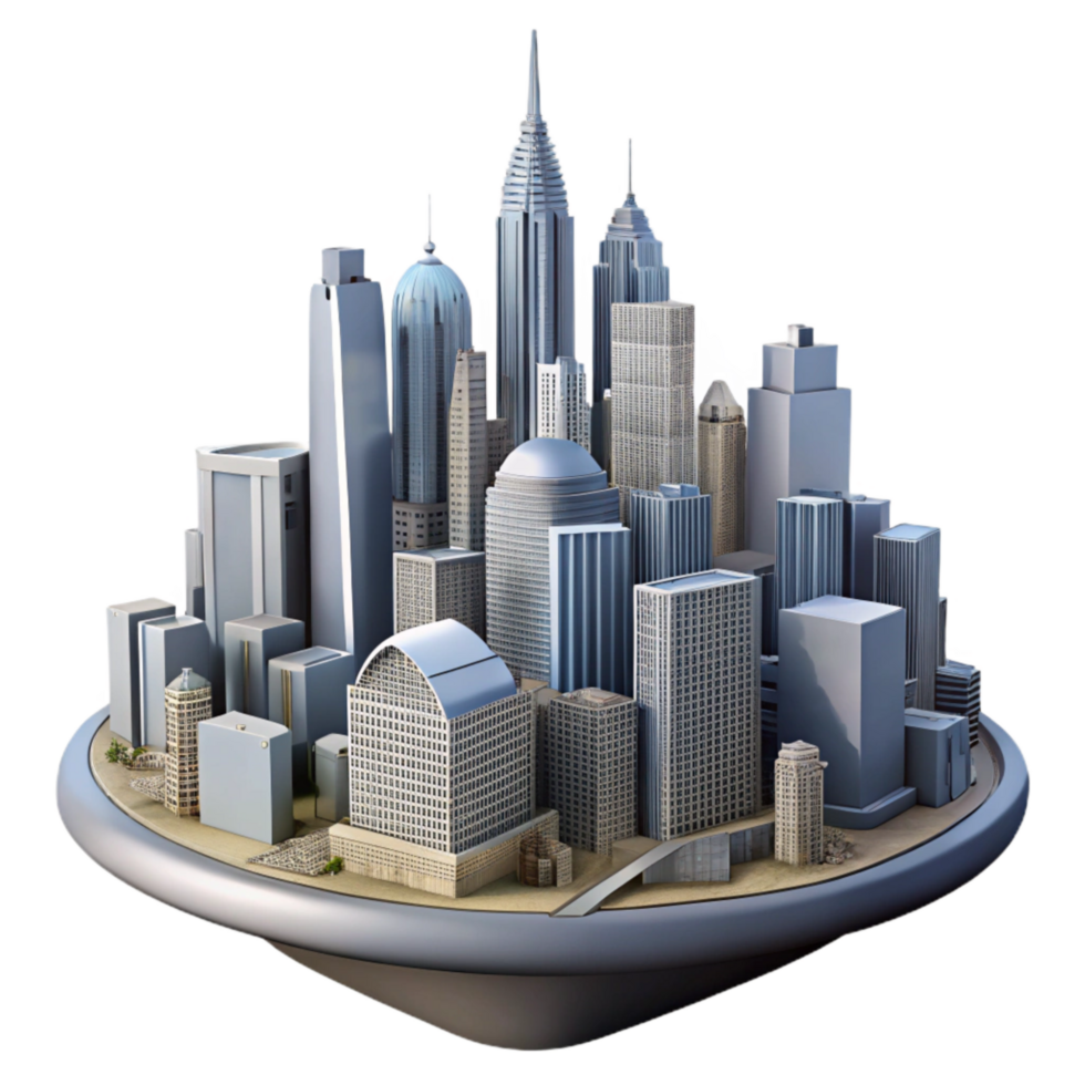 wonderful classic City Skyline with Skyscrapers Isolated Element high quality png