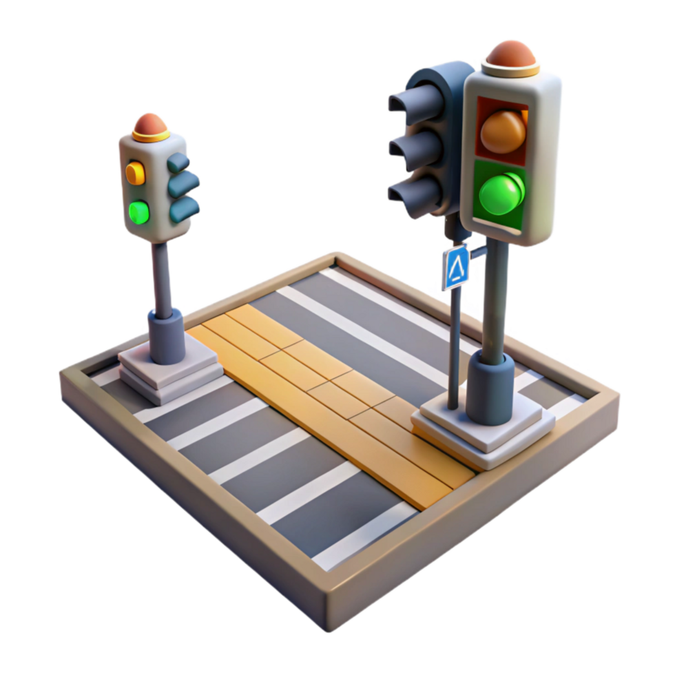 vibrant creative City Street with Crosswalk and Traffic Lights Transparent Background exclusive png