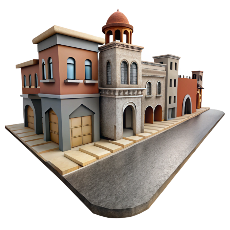 beautiful abstract City Street with Historic Buildings Cutout Element professional png