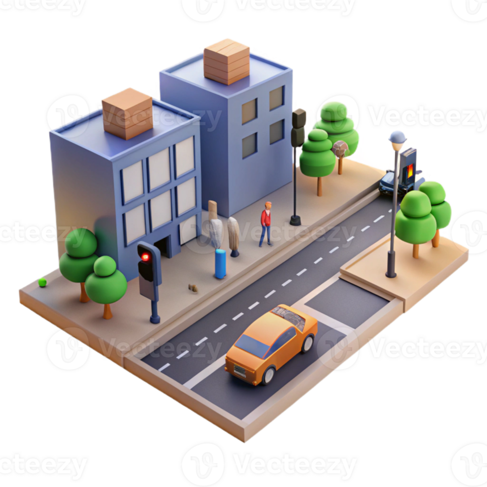 magnificent artistic City Street with Traffic Lights Isolated high quality png