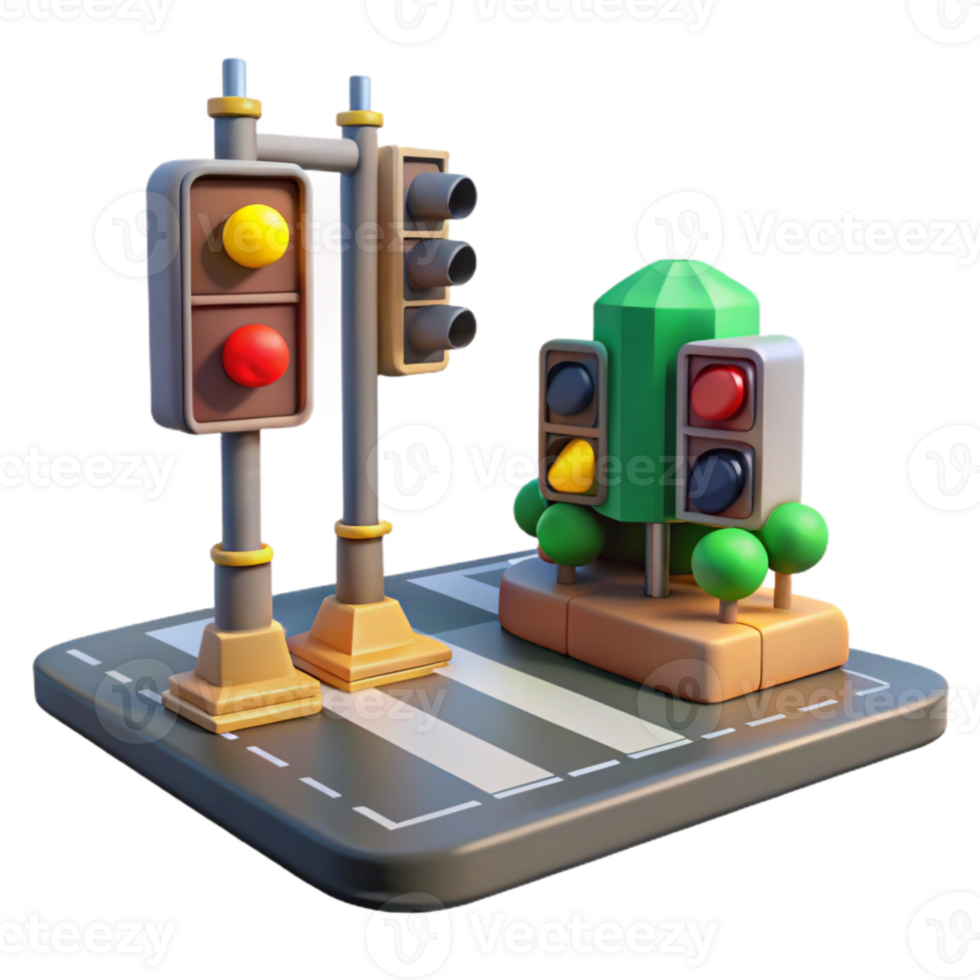 elegant abstract City Street with Traffic Lights Isolated genuine png