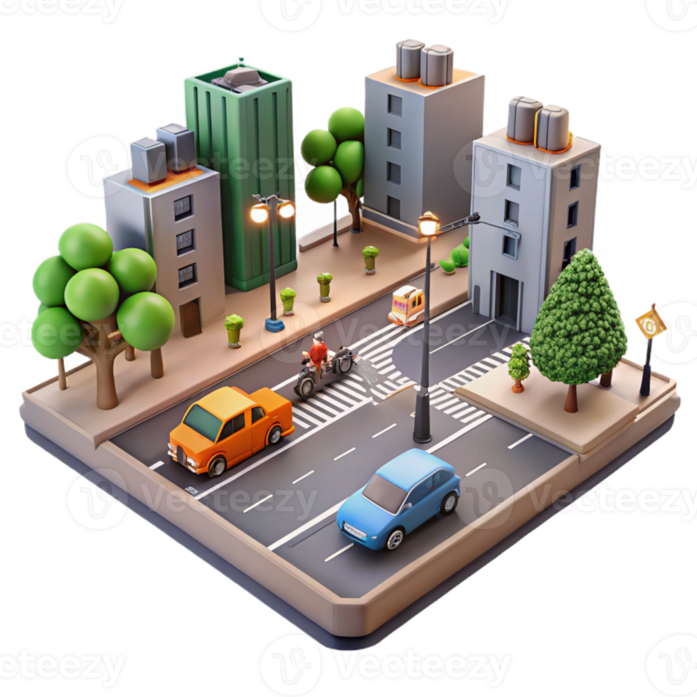 magnificent creative City Street with Traffic Lights Isolated high resolution png