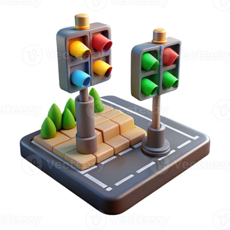 elegant abstract City Street with Traffic Lights Isolated authentic png