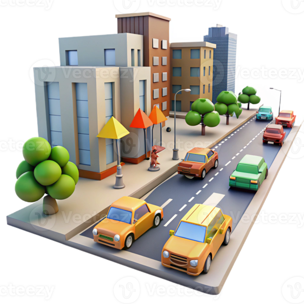 elegant abstract City Street with Traffic Lights Isolated high quality png