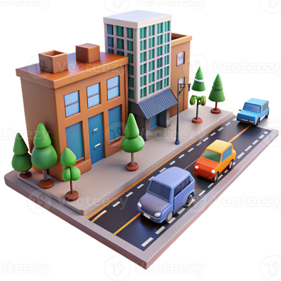 extraordinary minimalist City Street with Traffic Lights Isolated high resolution png