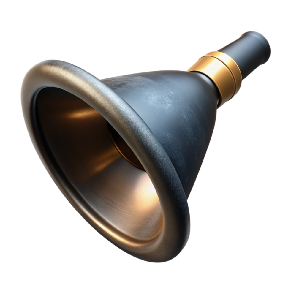 vibrant vintage Clarinet Bell Flare Angled View Black Finish Transparent Background authentic png