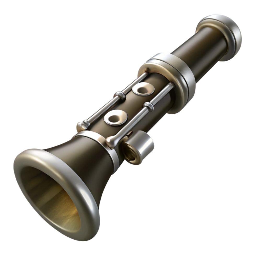 wonderful classic Clarinet Woodwind Instrument Isolated Black and Silver original png