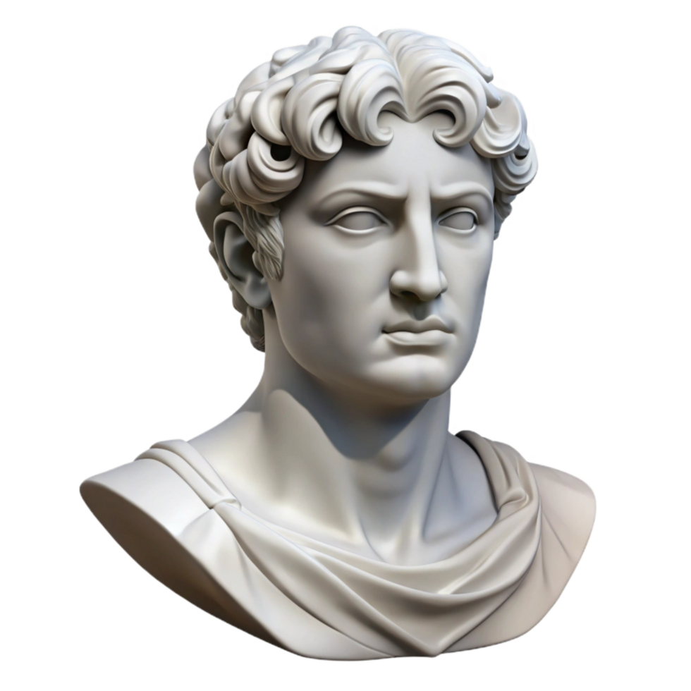 impressive classic Classical Sculpture Bust White Marble Isolated authentic png