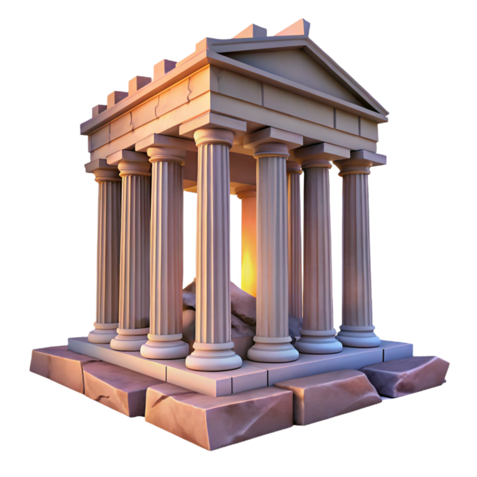 stunning contemporary Classical Temple Ruins Sunset Hues Isolated high resolution png