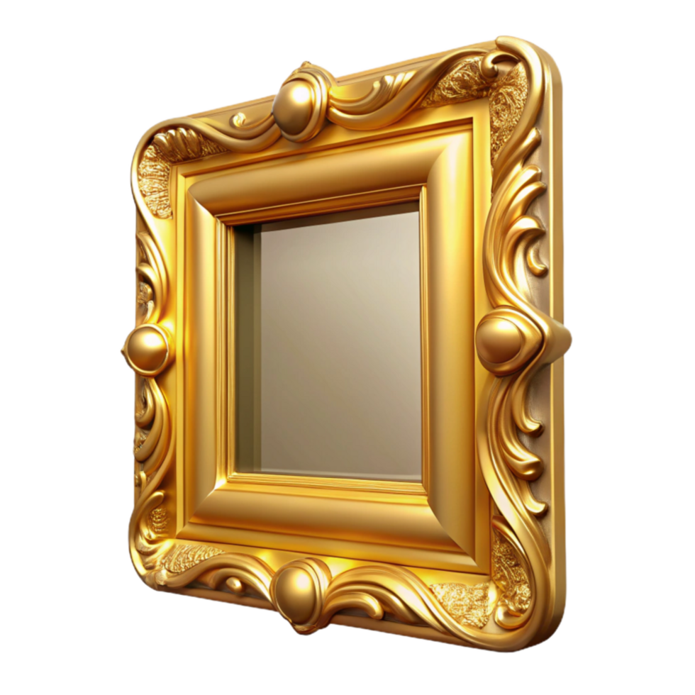 dramatic minimalist Classic Painting Gold Frame Transparent Background genuine png
