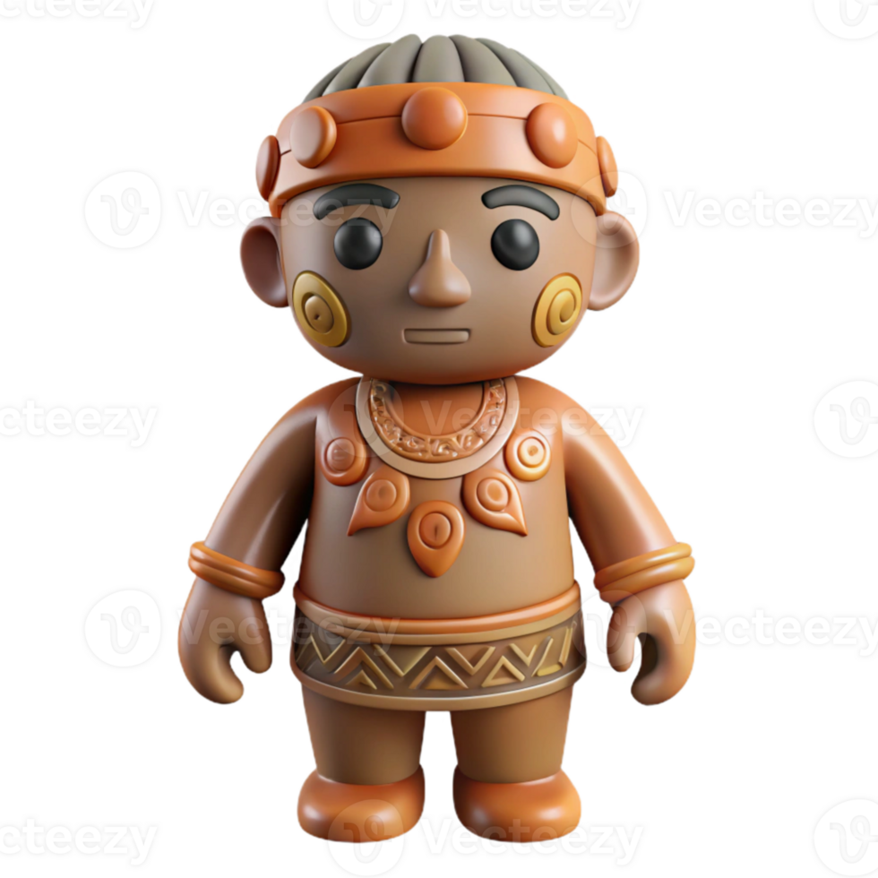 elegant vintage Clay Figurine with Tribal Design Cutout original png