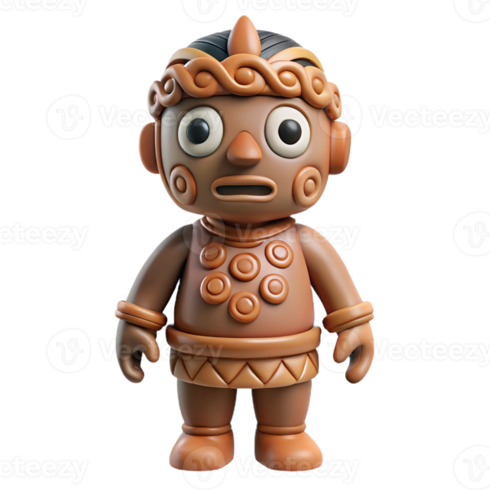 vibrant artistic Clay Figurine with Tribal Design Cutout png