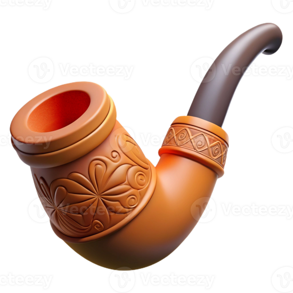 impressive traditional Clay Pipe with Decorative Patterns Cutout professional png