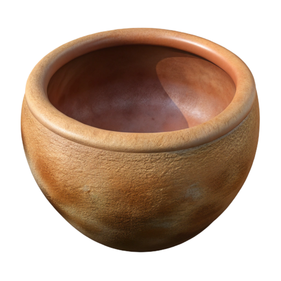 impressive classic Clay Pottery Bowl Rustic Brown Transparent Background high resolution png