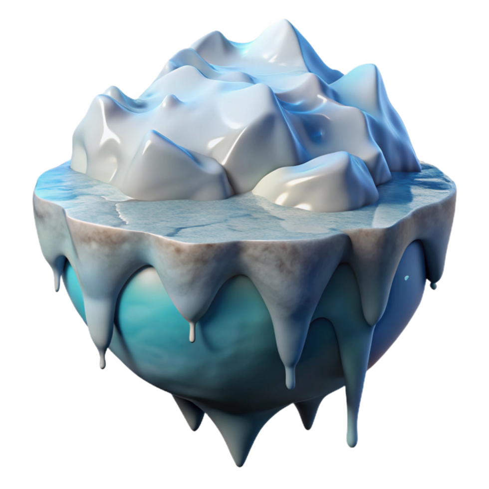 serene abstract Climate Change Melting Glacier Landscape Cutout Transparent Background high resolution png